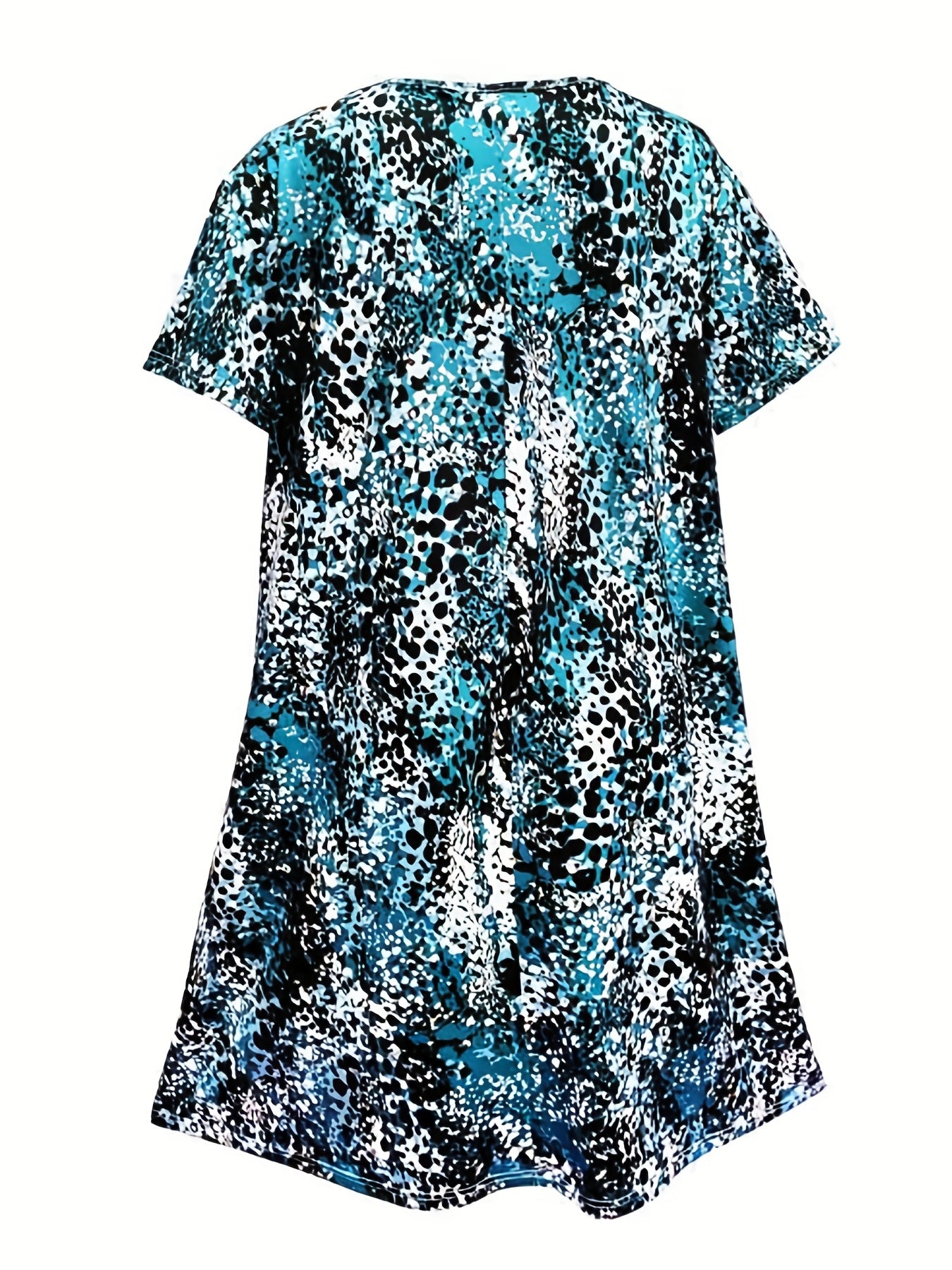  Casual Dress Women's Plus Random Print V Neck Medium Stretch Dress