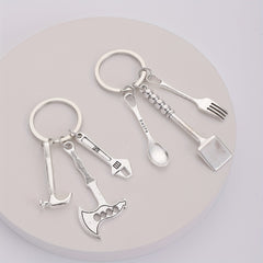 2pcs Alloy Tool Pendant Keychain For Men - Summer Casual Business Pendant