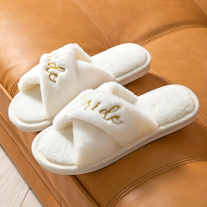 Women's Comfort Cross Strap Wedding Slippers
