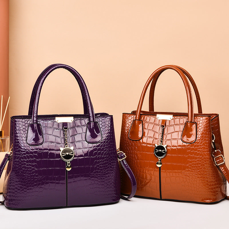 Crocodile Embossed Handbag PU Leather Shoulder Bag