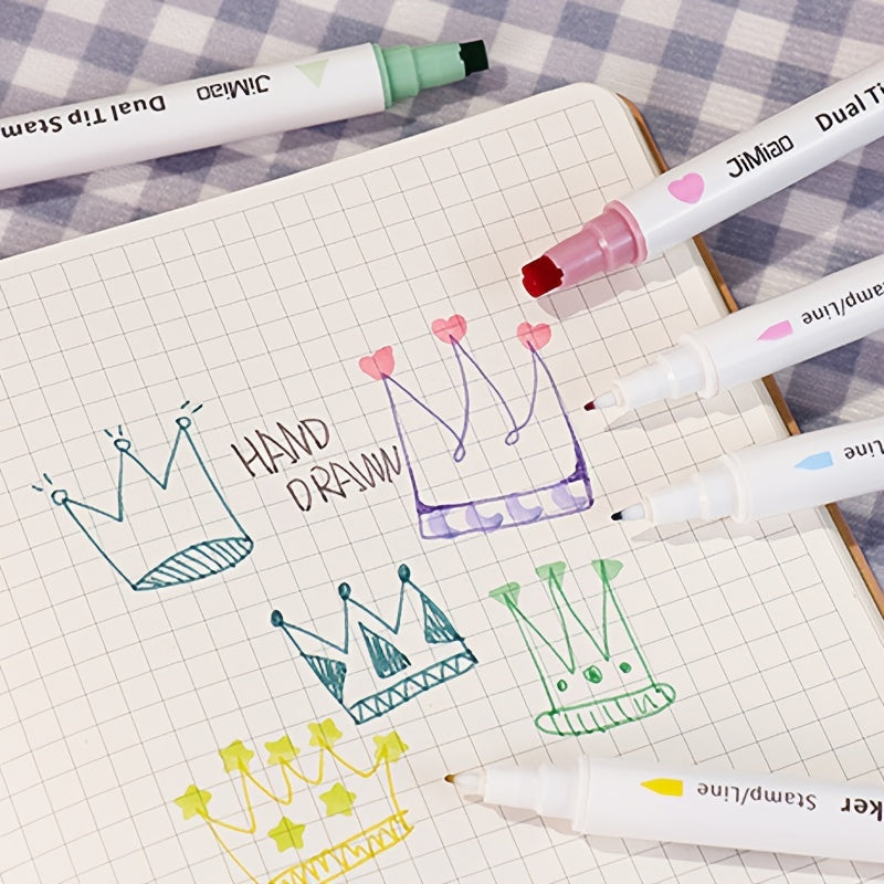 6 Pack Dual Tip Highlighters for Art & Crafts