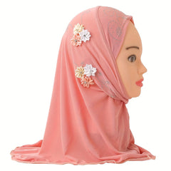 Toddler Girls Bandana Arab Hat Six Flowers