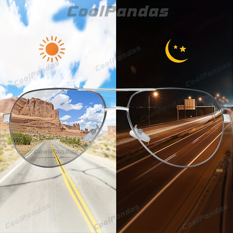 CoolPandas Aviation Sunglasses - Men's Photochromic Polarized Anti Glare Eyewear