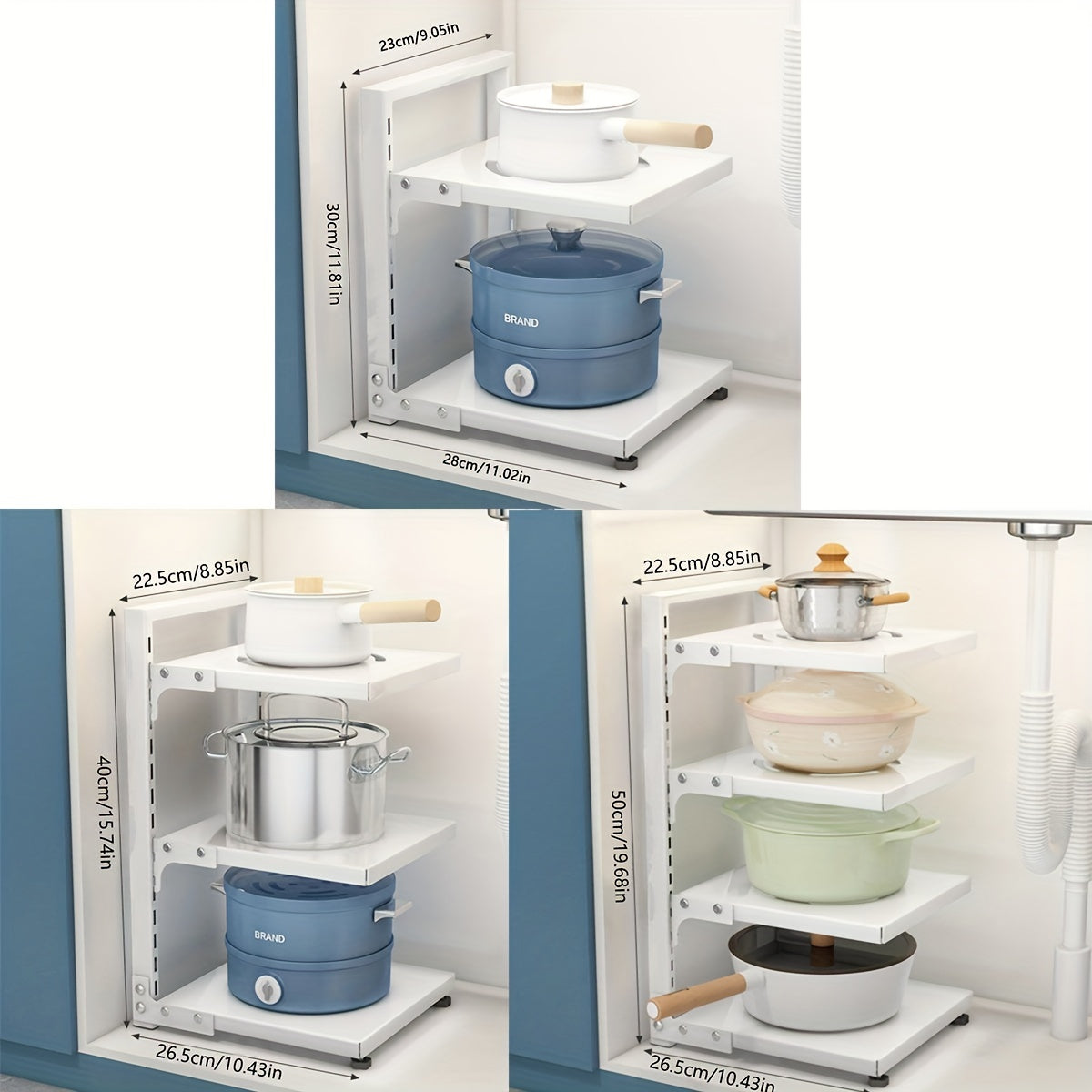 Adjustable Pan Organizer Rack For Cabinet Storage
