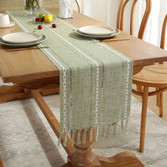 Polyester Table Runner Hand-woven with Tassels American Style
