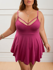  Sexy Cami Top Women's Plus Plain Strappy Ruffle Backless Peplum