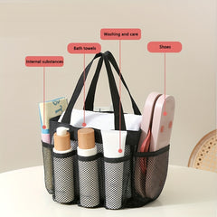 Mesh Summer Beach Bag with Pockets Large Capacity Tote Bag