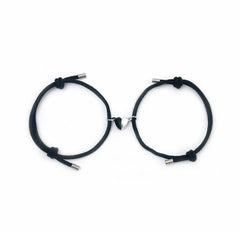 Heart Pendant Braided Bracelet Couples Matching 2 Pcs Gift