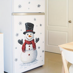 Festive Snowman & Snowflakes Wall Sticker Removable Decal 39.88x59 Holiday Decor