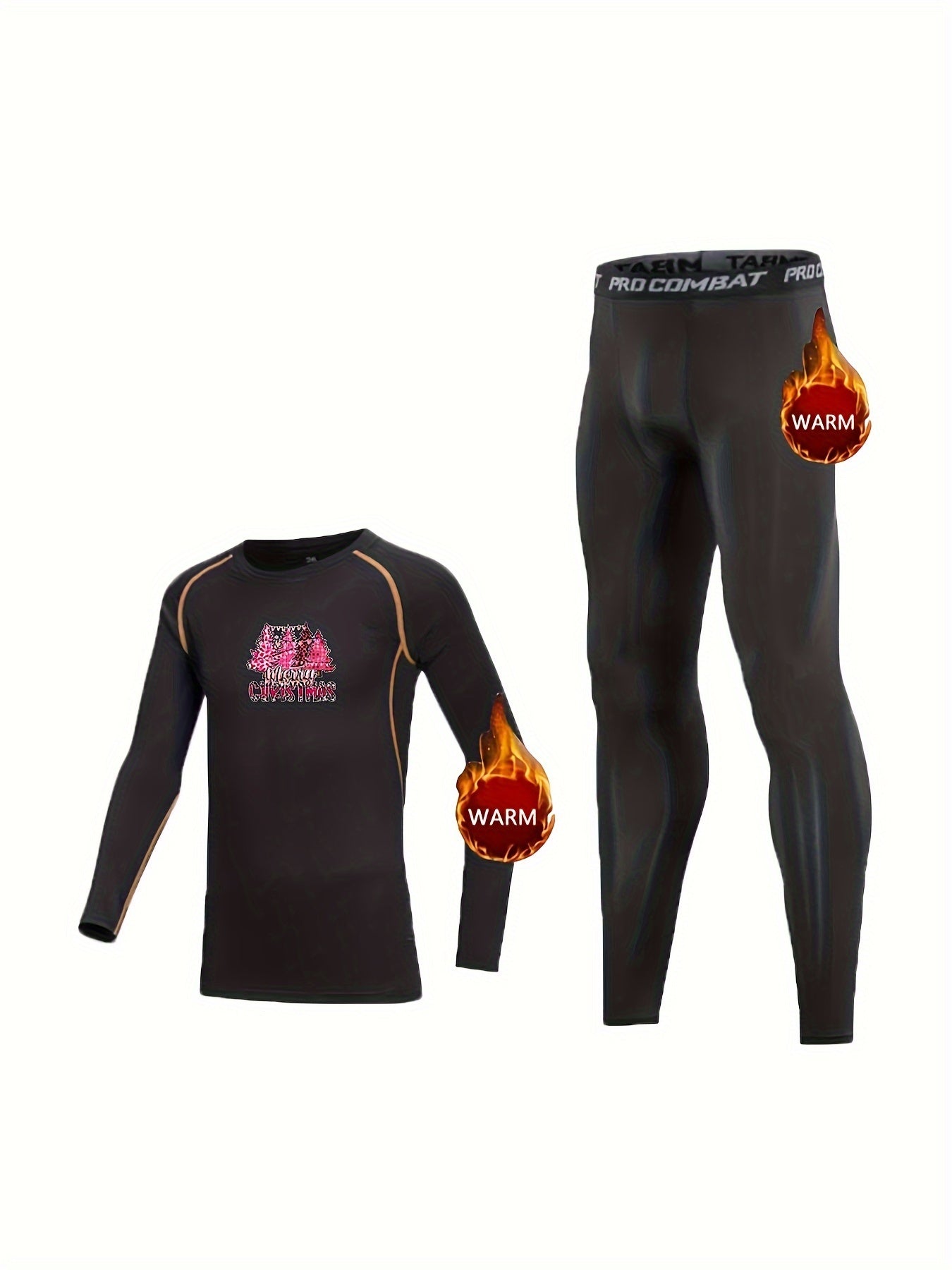 2pc Kids Warm Compression Base Set Long Sleeve Tops & Legg