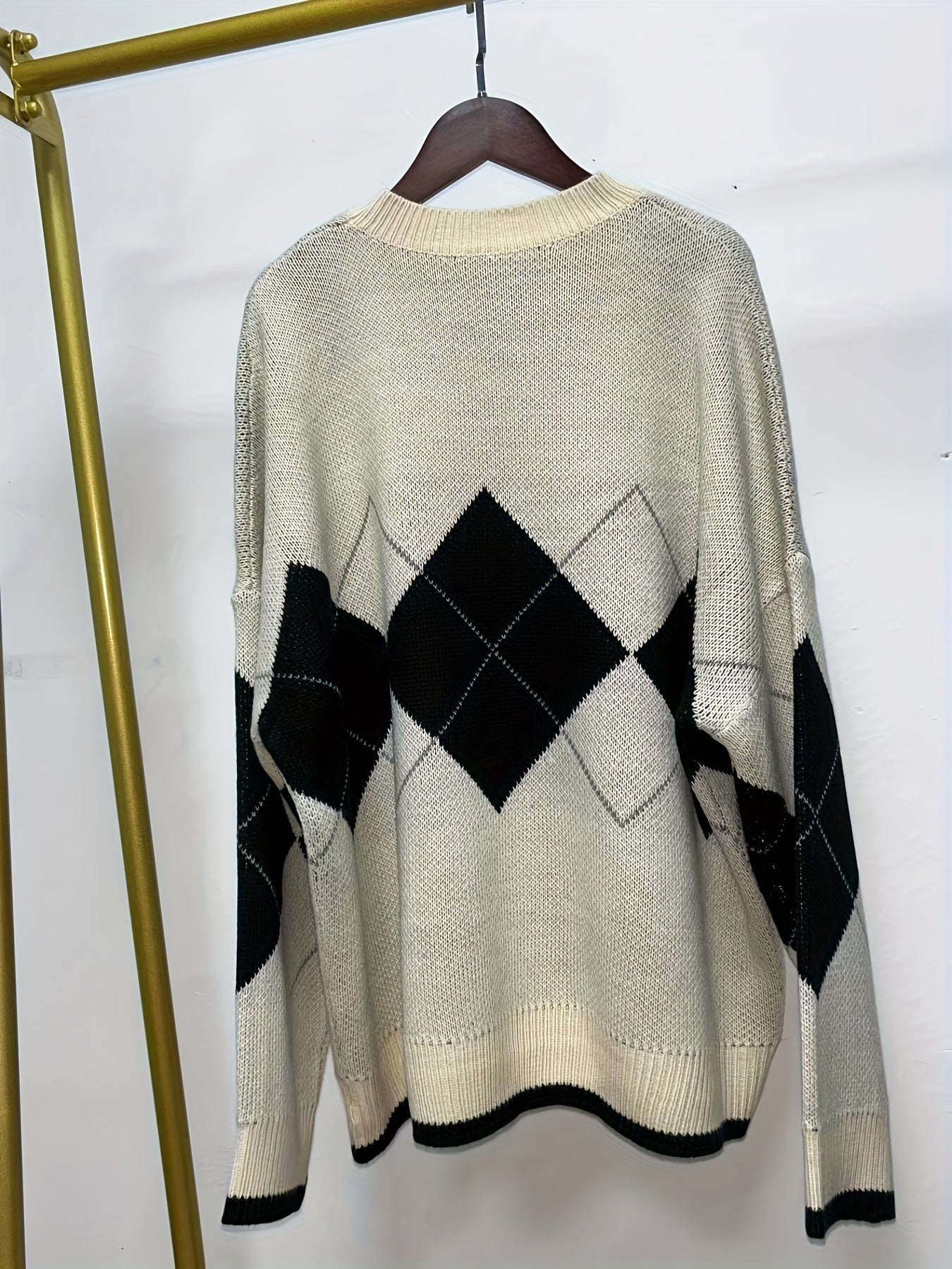  Argyle Pattern Round Neck Sweater Women's