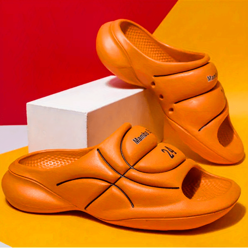 Men's Embossed Slides Non Slip Slippers - Indoor Outdoor Shoes