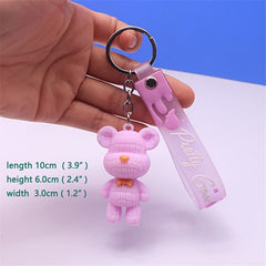 6pcs Multicolor 3D Bear Key Chain for Backpack