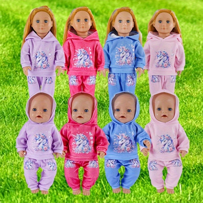4-Piece Unicorn Hoodie Set for Toy Dolls