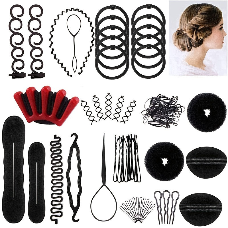 53pcs Hair Styling Set Hair Accessories DIY Hair Modelling Tool Kit