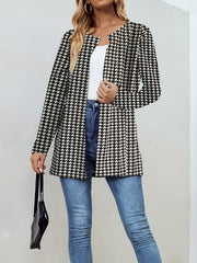 Plaid Open Front Jacket Long Sleeve for Fall