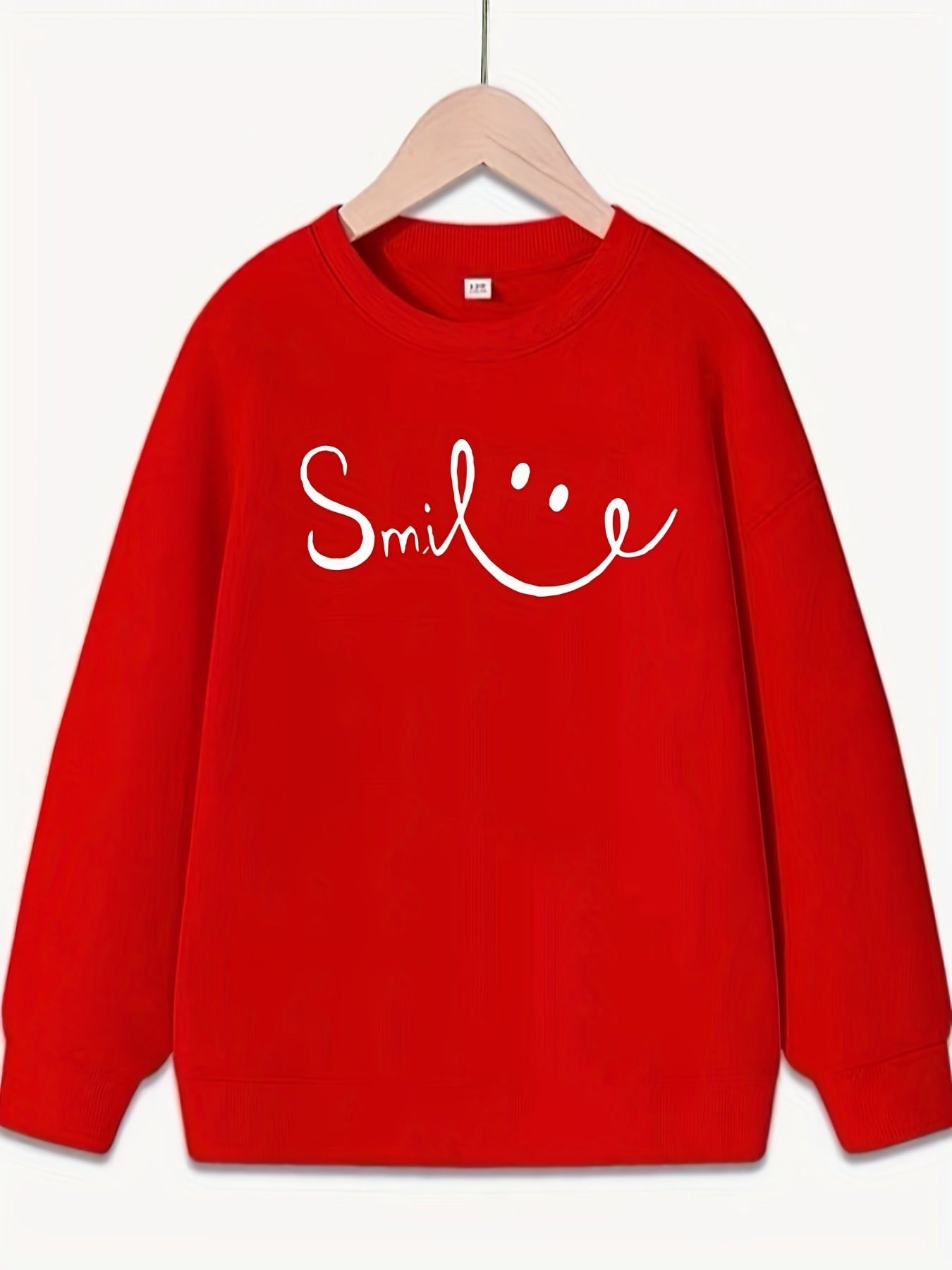 Girls Smile Face Pattern Sweatshirt Long Sleeve Top Pullover