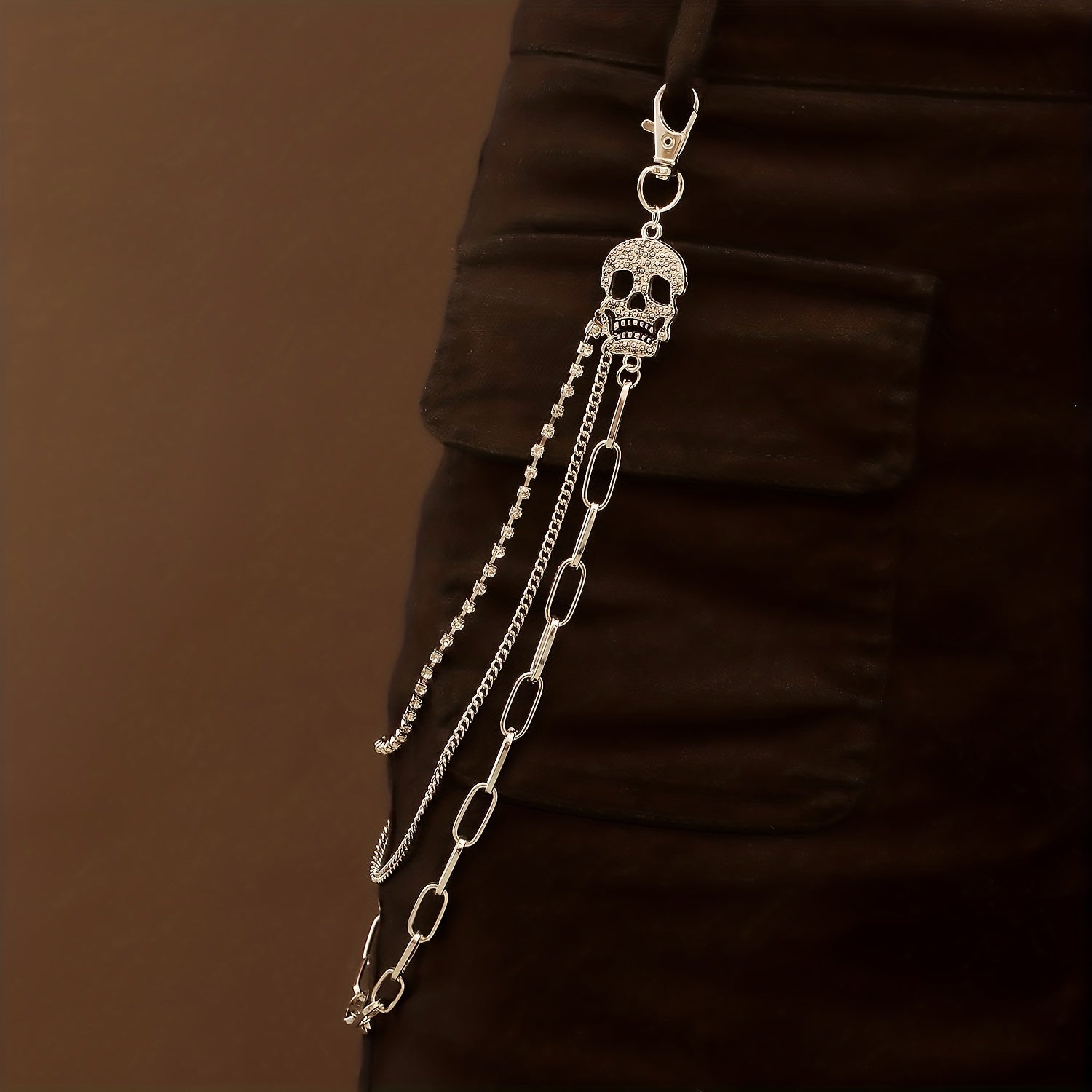 Men's Pants Chain Skull Hip Hop Layered Decoration Waist Belt Accessories
