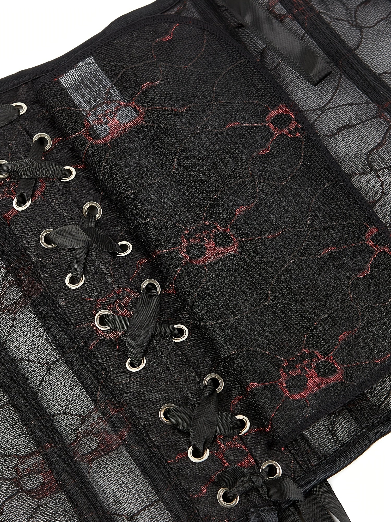 Skull Pattern Strapless Corset Tummy Control Lace Up Body Shaper
