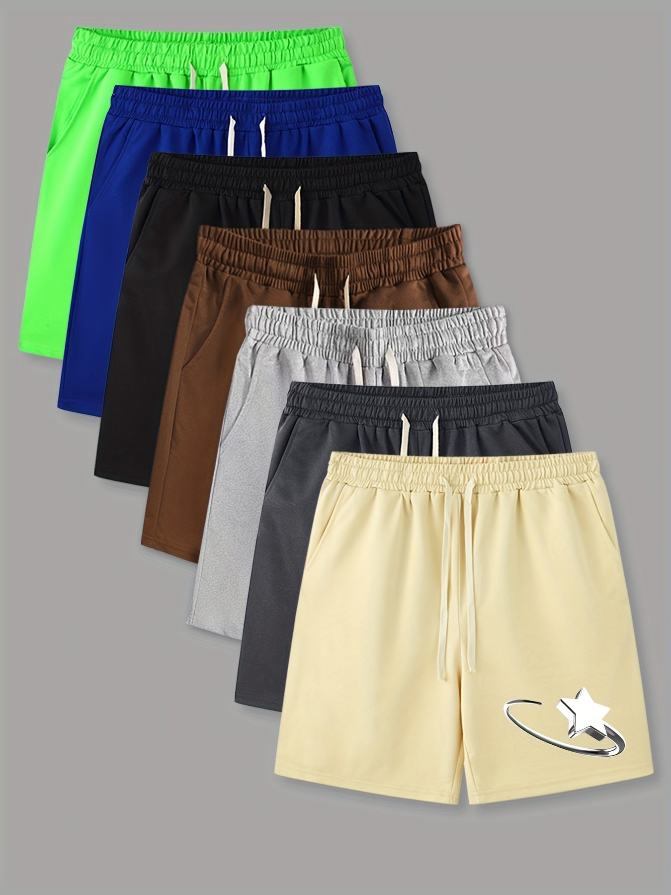 Star Pattern Comfy Shorts Men's Casual Elastic Waist Drawstring Shorts