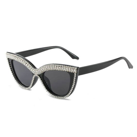 Boho Cat Eye Sunglasses with Rhinestones for Women