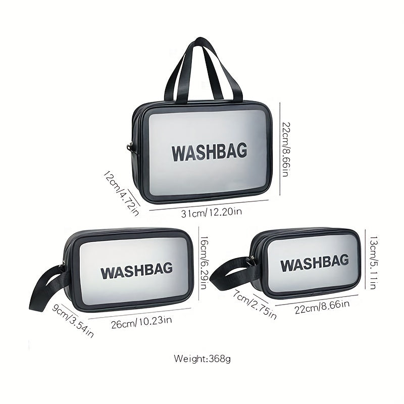 3pcs Transparent Letter Pattern Cosmetic Bags