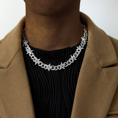 Cuban Hip Hop Artificial Diamond Pentagram Chain Necklace