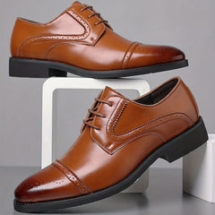 Men Ombre Perforated Lace up Oxford Shoes Non Slip Formal Shoes