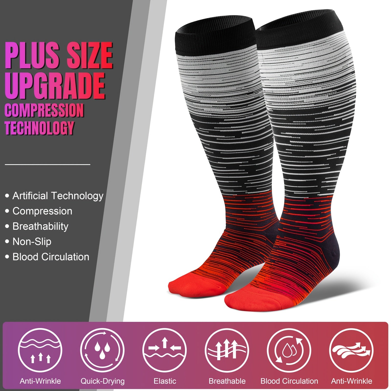  Compression Socks 20 30 Mmhg Extra Wide Knee High Support