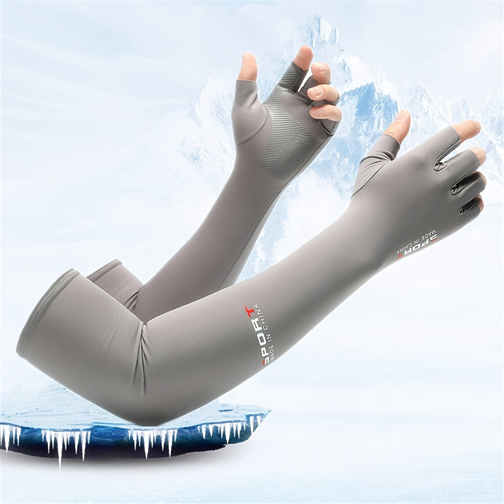 Unisex Anti UV Cooling Arm Sleeves with Fingerless Gloves