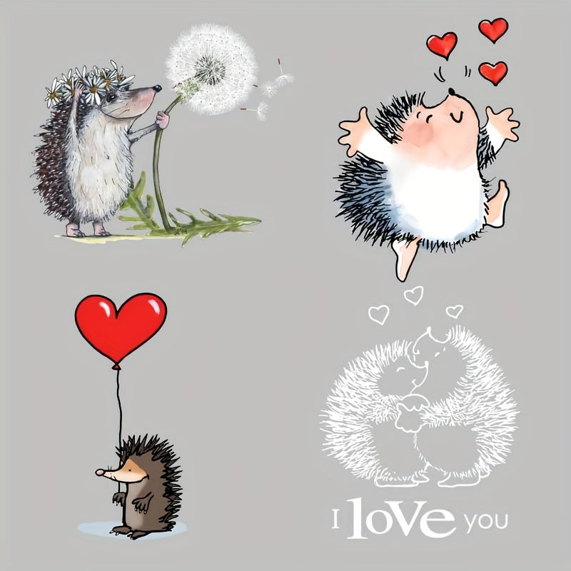Hedgehog Dandelion DIY Iron on Heat Transfer Sticker Patch