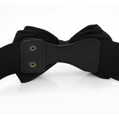 Wide Elastic Bowknot Waist Belt Band Snap Buckle Belt