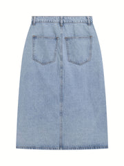 Button Denim Skirt High Waist Casual Split Skirt Women's Denim Clothes