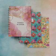 Undated Weekly Planner 157g Double Coated Paper 1200g Gray Board Cover