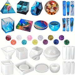 14pcs Silicone Resin Molds Kit for UV Resin Casting
