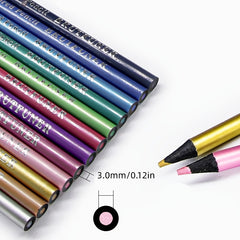 12 Metallic Colored Pencils Set for Artists