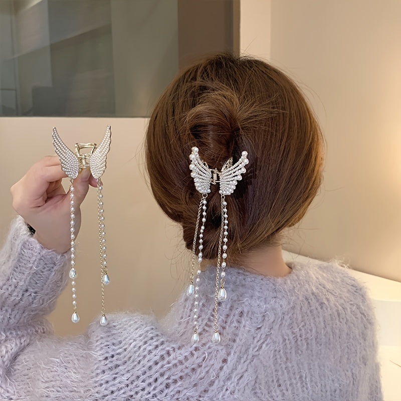Long Tassel Hair Claw Clips Rhinestone Butterfly Hair Barrettes for Women