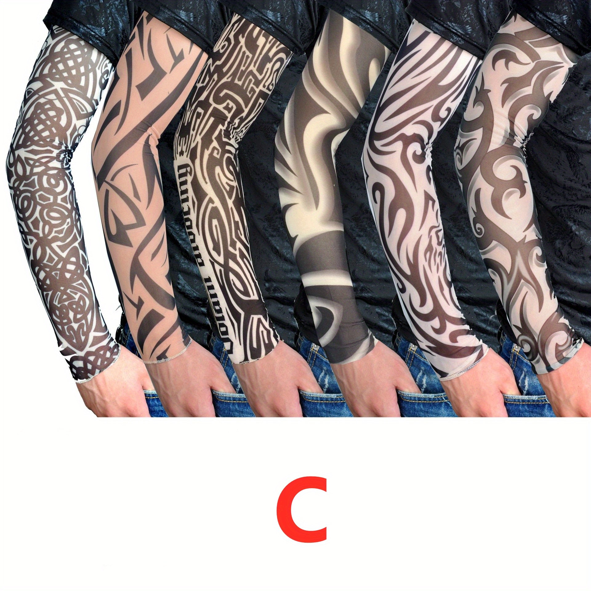 6pcs Men's Tattoo Arm Sleeve for Outdoor Sports