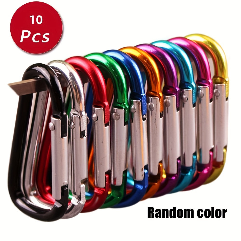10pcs Carabiner Keychain Aluminum D-Ring Spring Snap Hook