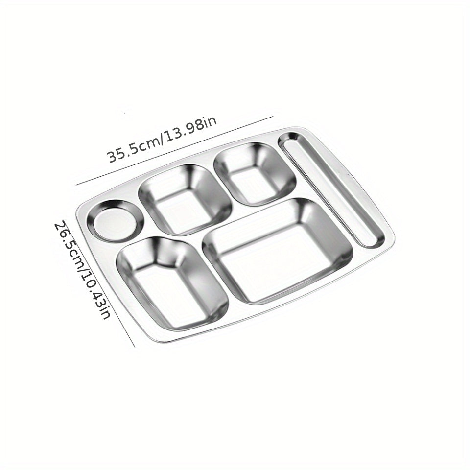 1pc Stainless Steel Dinner Plate for Easy Portion Control