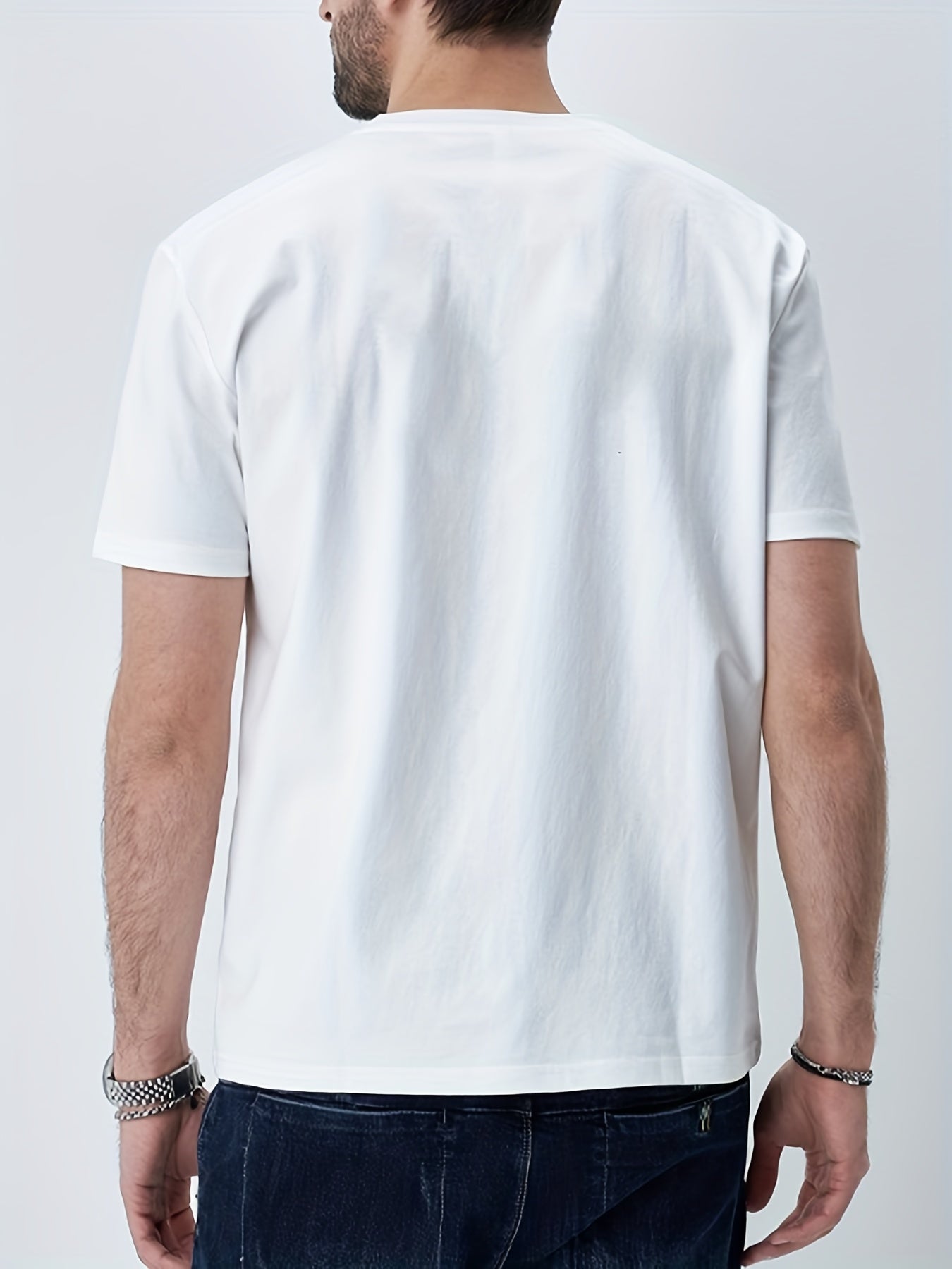 Cotton Fist Print Men's Graphic Crew Neck T-Shirt for Summer