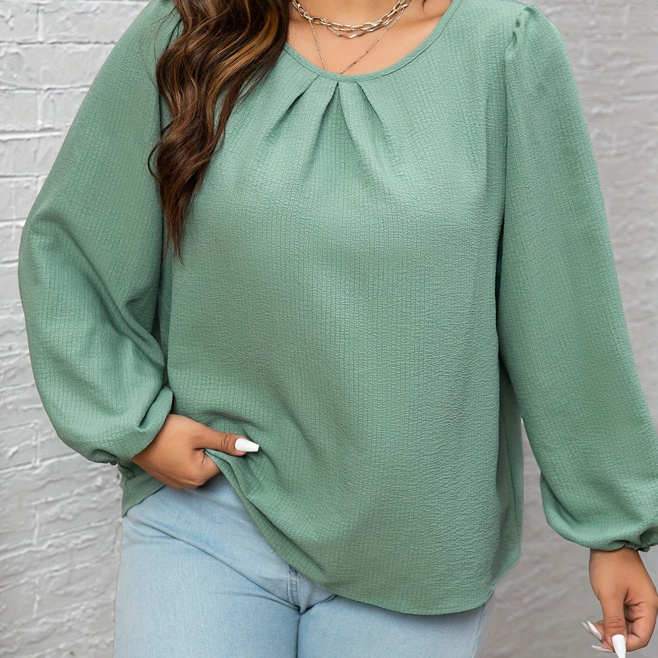 Textured Long Sleeve Blouse