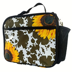 Cactus Floral Lunch Bag Insulated with Bottle Holder Reusable Lunch Box