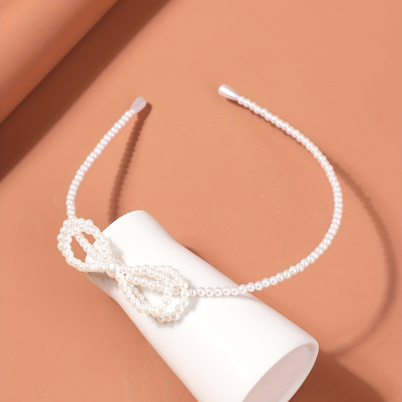 Pearl Bow Headband for Girls Skinny Sweet Princess Headdress for Women
