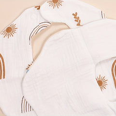 3pcs Muslin Crepe Cloth Baby Bibs 6 Layers With Snap Infinite Scarf Baby Bib