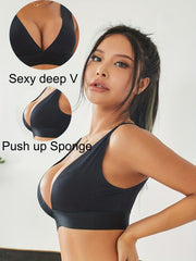 Padded Sports Bra Seamless Push Up Wireless Bralette