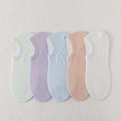 5 Pairs Women's Low Cut Ankle Socks Soft & Lightweight Solid Colors