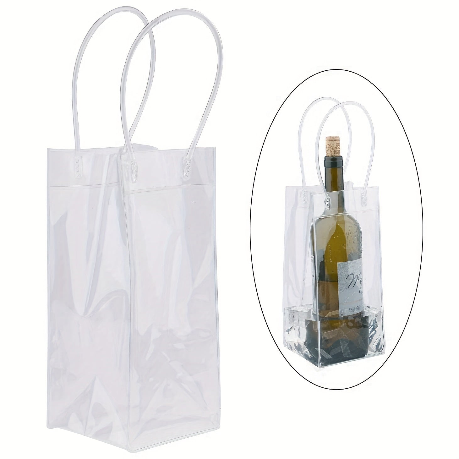 12pcs PVC Wine Bags Ice Wine Pouch With Handle