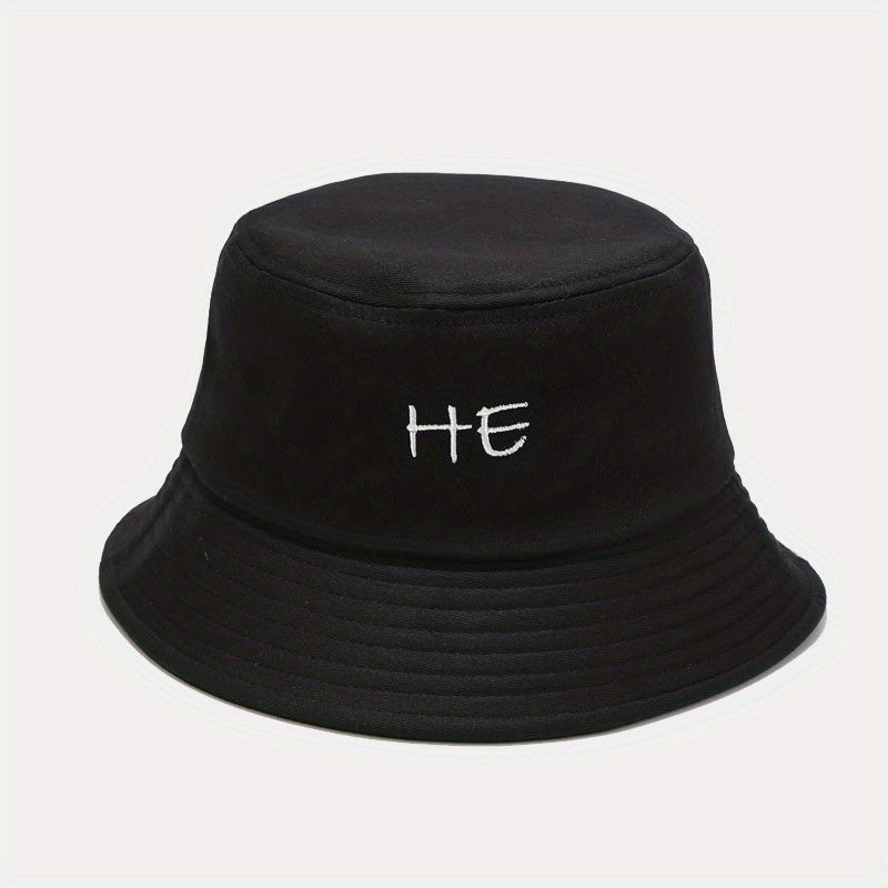 Foldable Bucket Hat with SHE HE Embroidery, Sun Hat for Men Women
