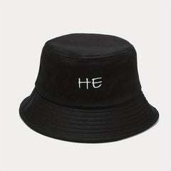 Foldable Bucket Hat with SHE HE Embroidery, Sun Hat for Men Women